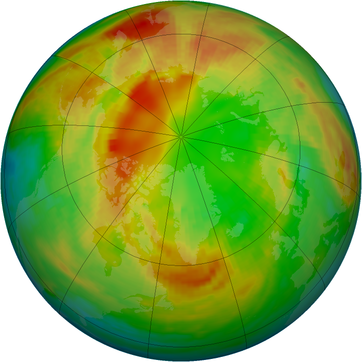 Arctic ozone map for 25 February 1992